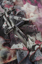 Tie Dye Mesh Ruffle Flare Sleeve Blouse image 5