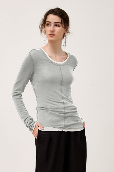 Tencel Wool Blend Round Neck Knit Top image 15