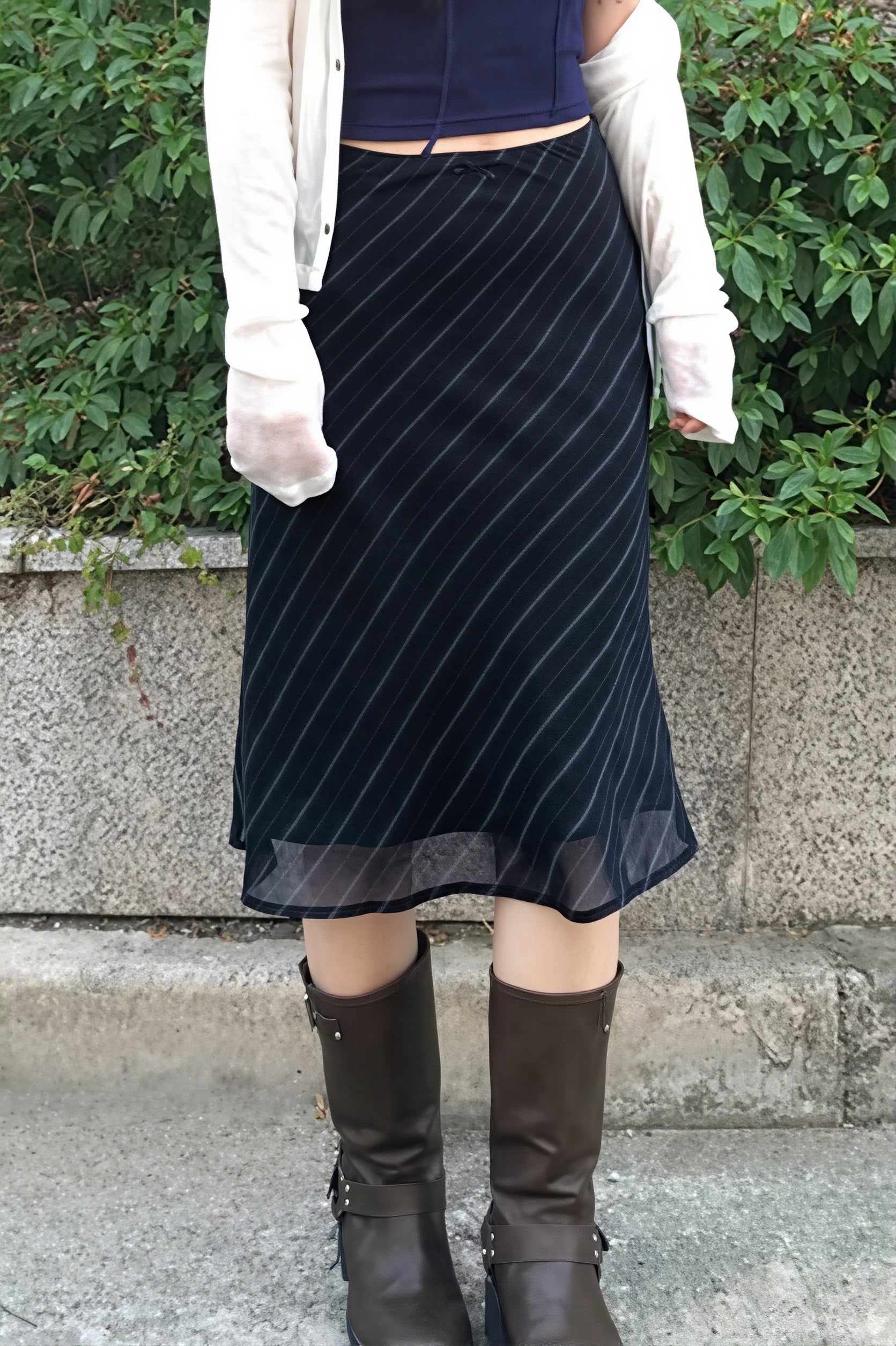 Casual Striped Double Mesh Skirt image 1