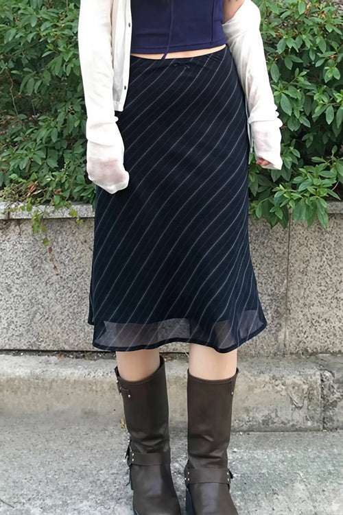 Casual Striped Double Mesh Skirt image 1