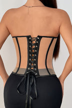 Sexy Sheer Strapless Boned Push Up Blouse image 4