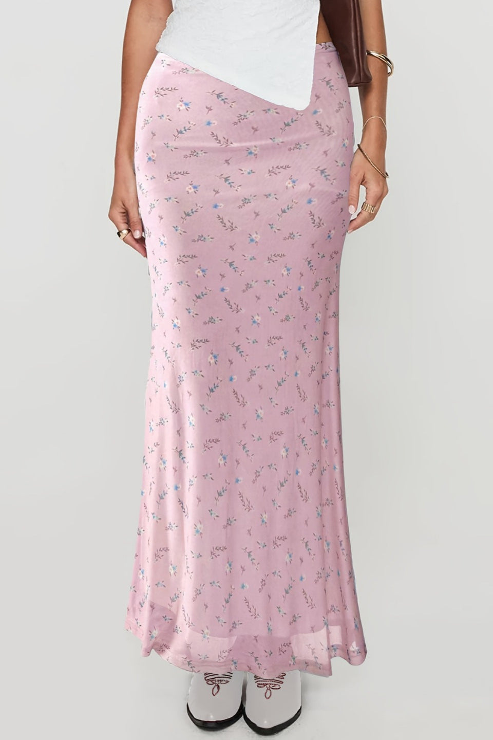 Comfortable Slim Digital Floral Print Maxi Skirt image 2