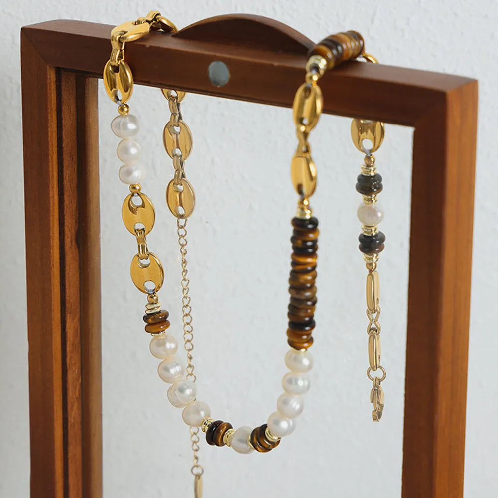 Greta Pearl Necklace styled for Avrienne