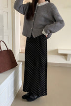 High Waist Polka Dot Back Slit Skirt image 8