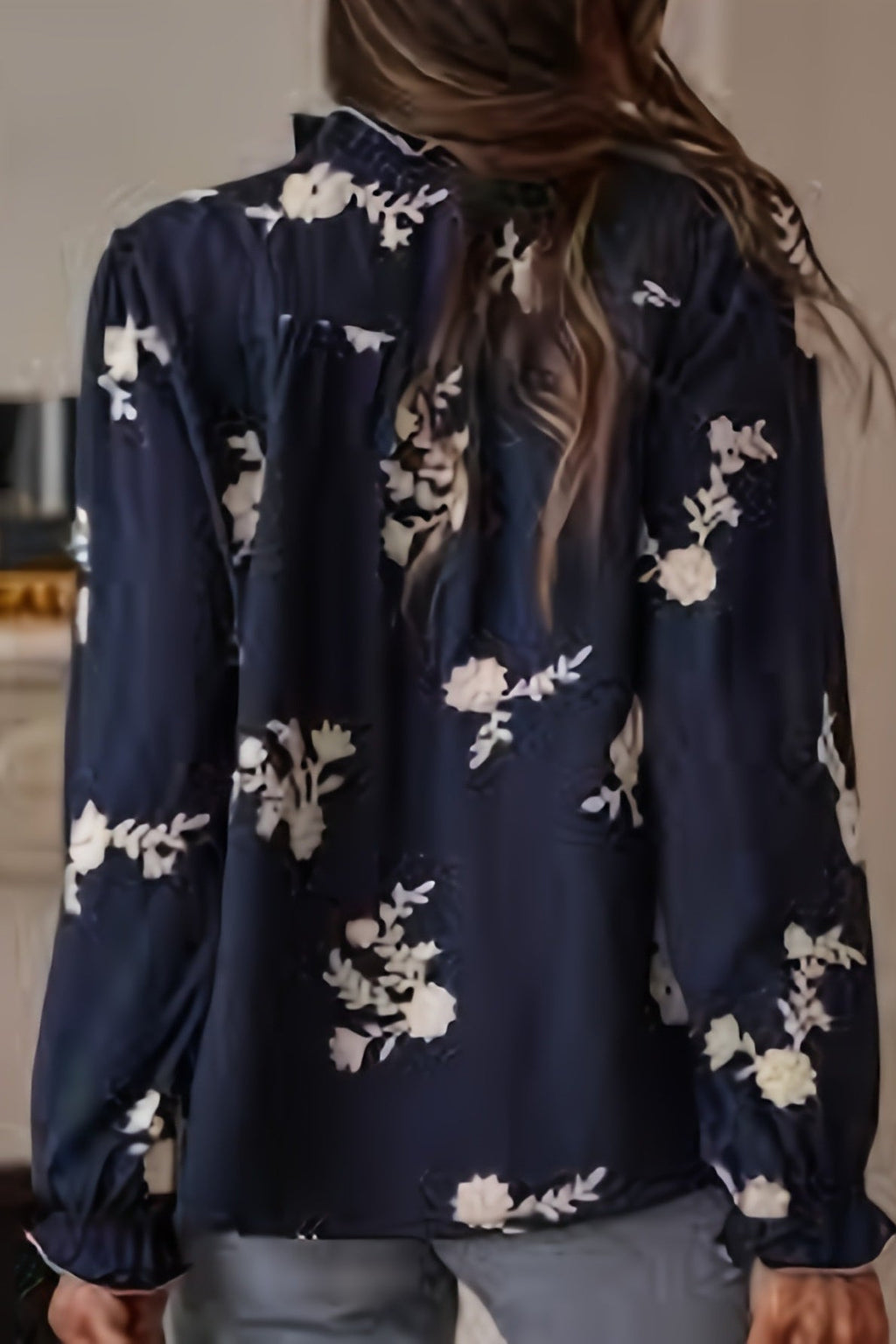 Long Sleeve Printed Lantern Sleeve Blouse image 6