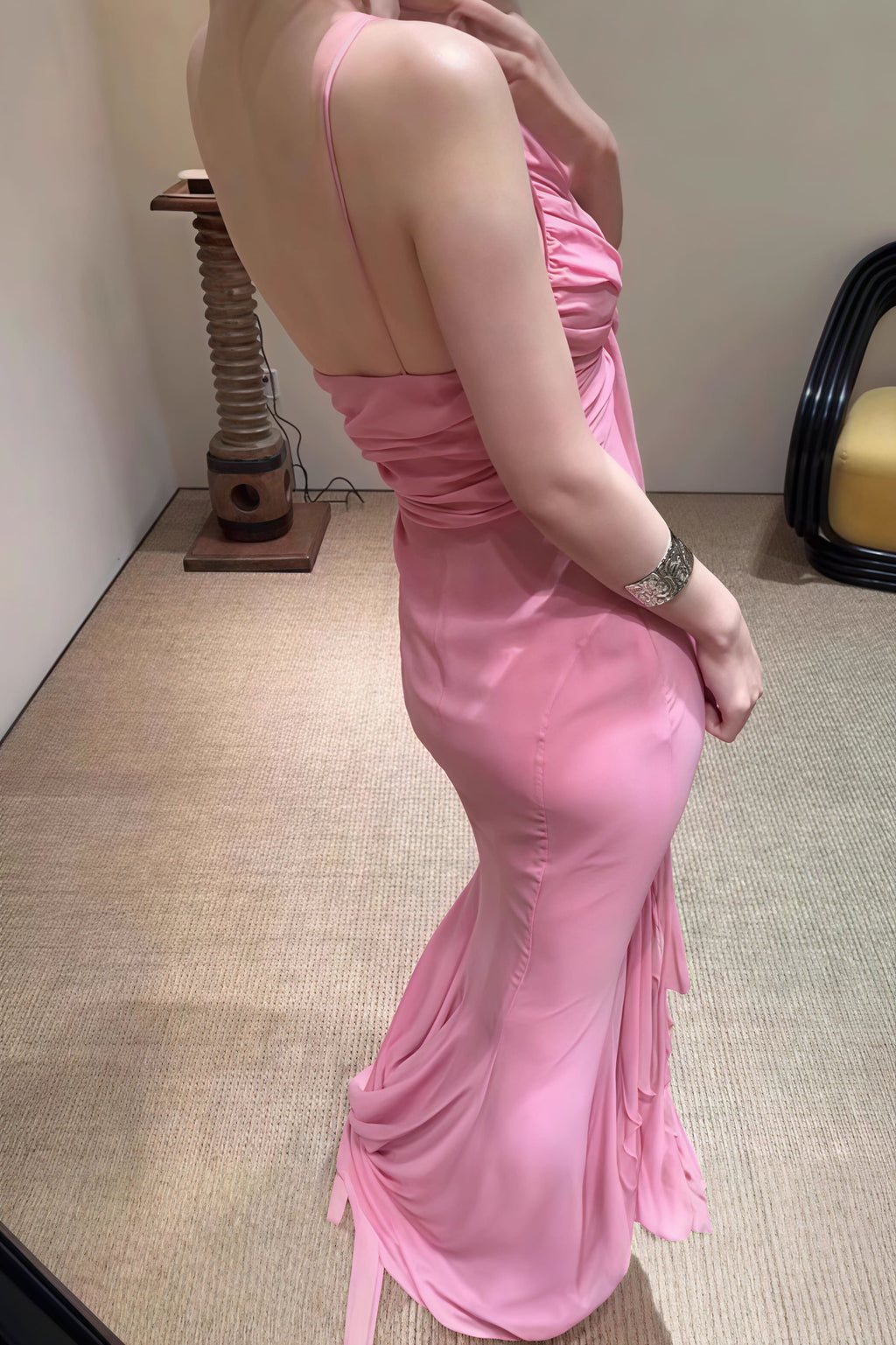 3D Rose Flowy Spaghetti Strap Backless Maxi Dress image 6