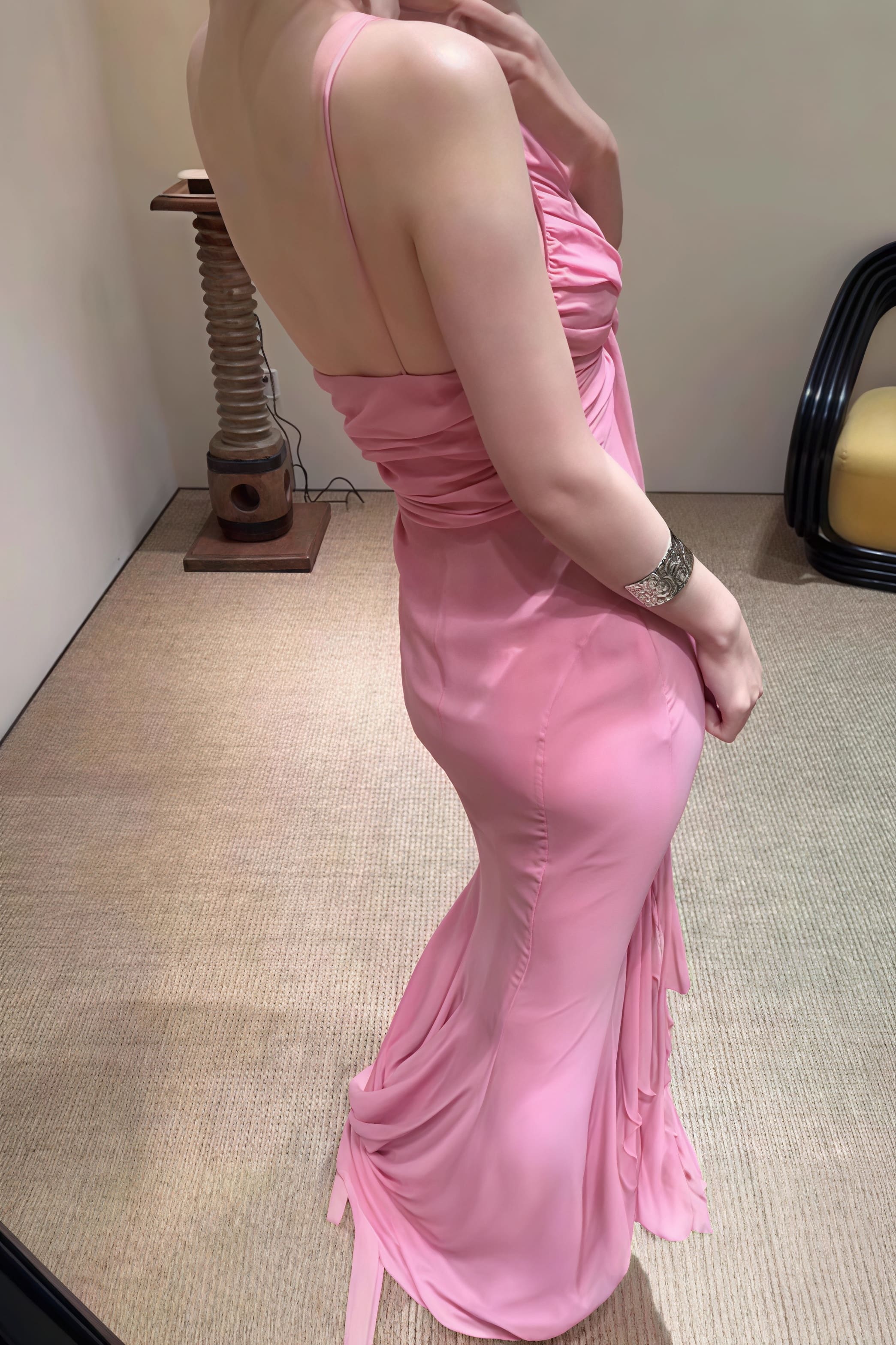 3D Rose Flowy Spaghetti Strap Backless Maxi Dress image 6