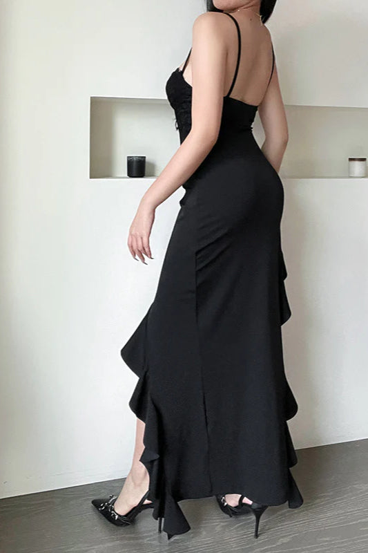 Wavy Hem Slit Bodycon party Dress image 16