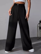 Elise Pleated Trousers detail view styled for Avrienne