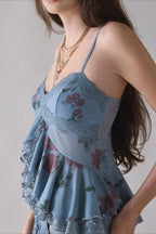 Retro Lace Mesh Splice Floral Cami Top image 8