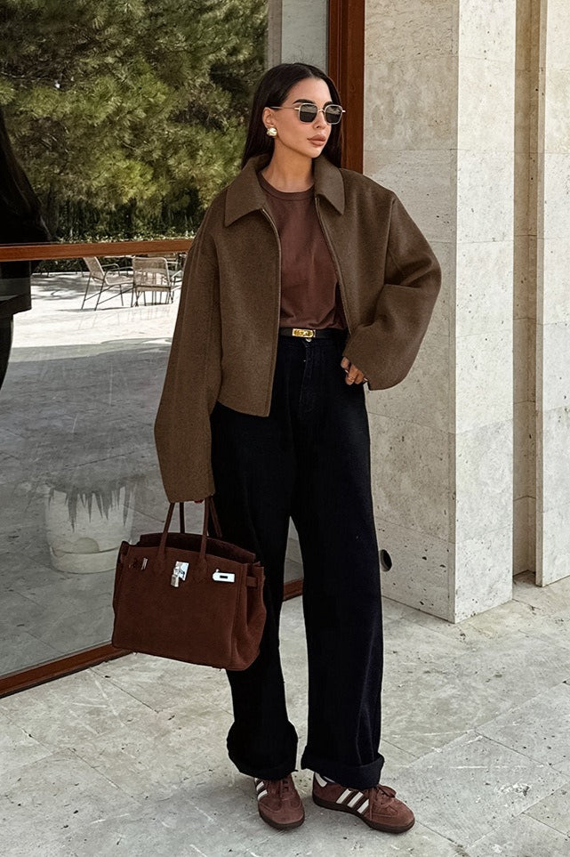 Wool Blend Cropped Casual Jacket image 2