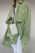 Striped Button Up Long Sleeve Blouse image 1