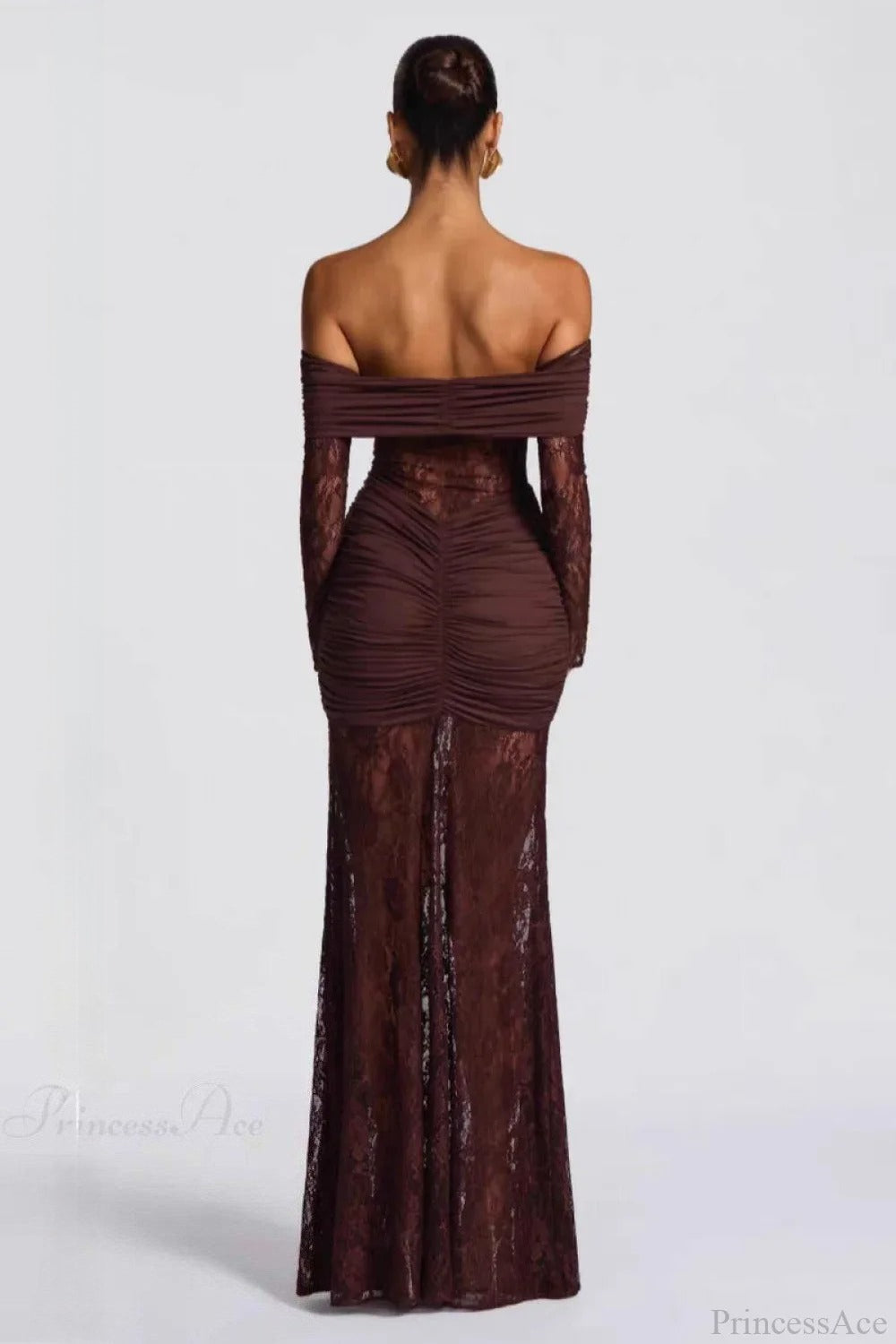 Elegant Lace Off-the-Shoulder Long Sleeve Bodycon Evening Dress image 7