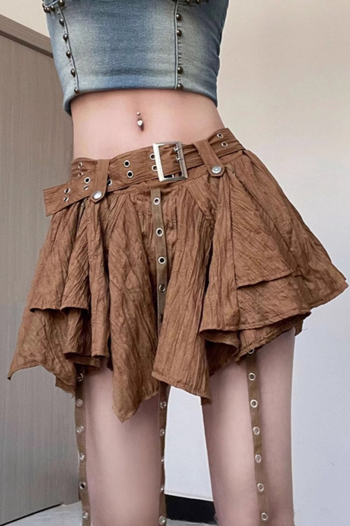 Wasteland Vintage Belt Asymmetrical Mini Skirt image 1