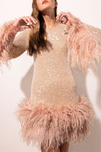 Backless Sequin Feather Mini Dress image 7