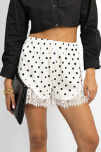 Polka Dot Lace Splice Casual Shorts image 2
