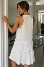 Vacation Lace Button Flared Mini Dress image 4