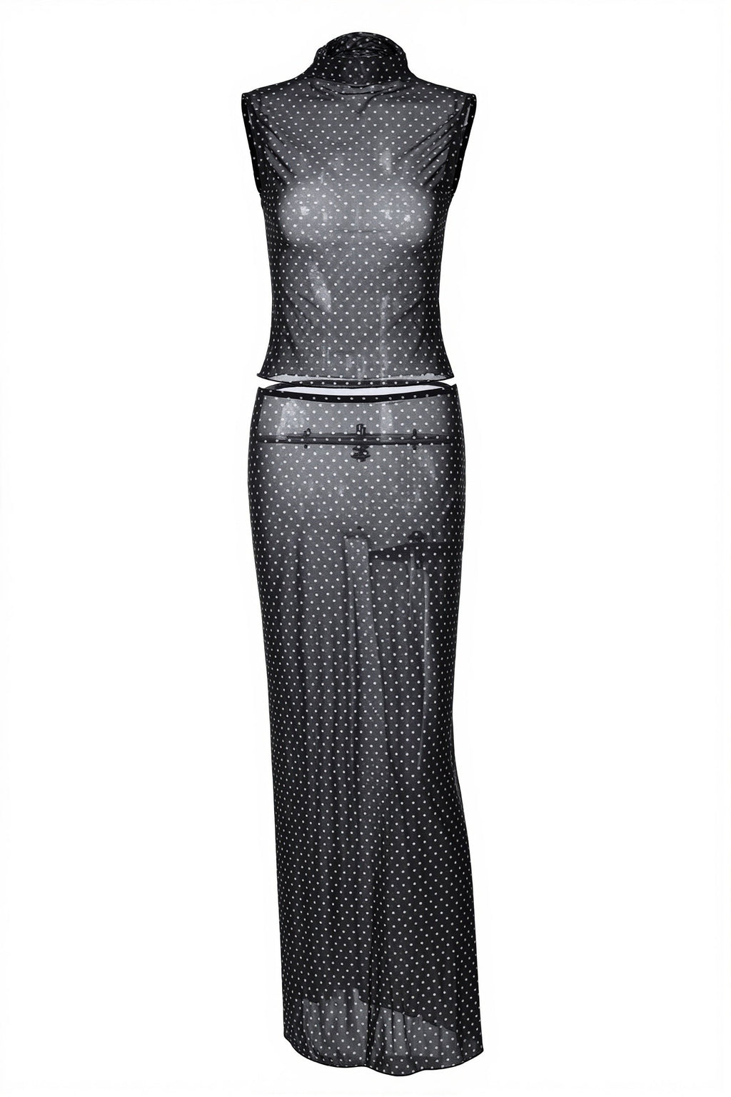 Polka Dot Sleeveless Top High Waist Maxi Skirt Sets image 4