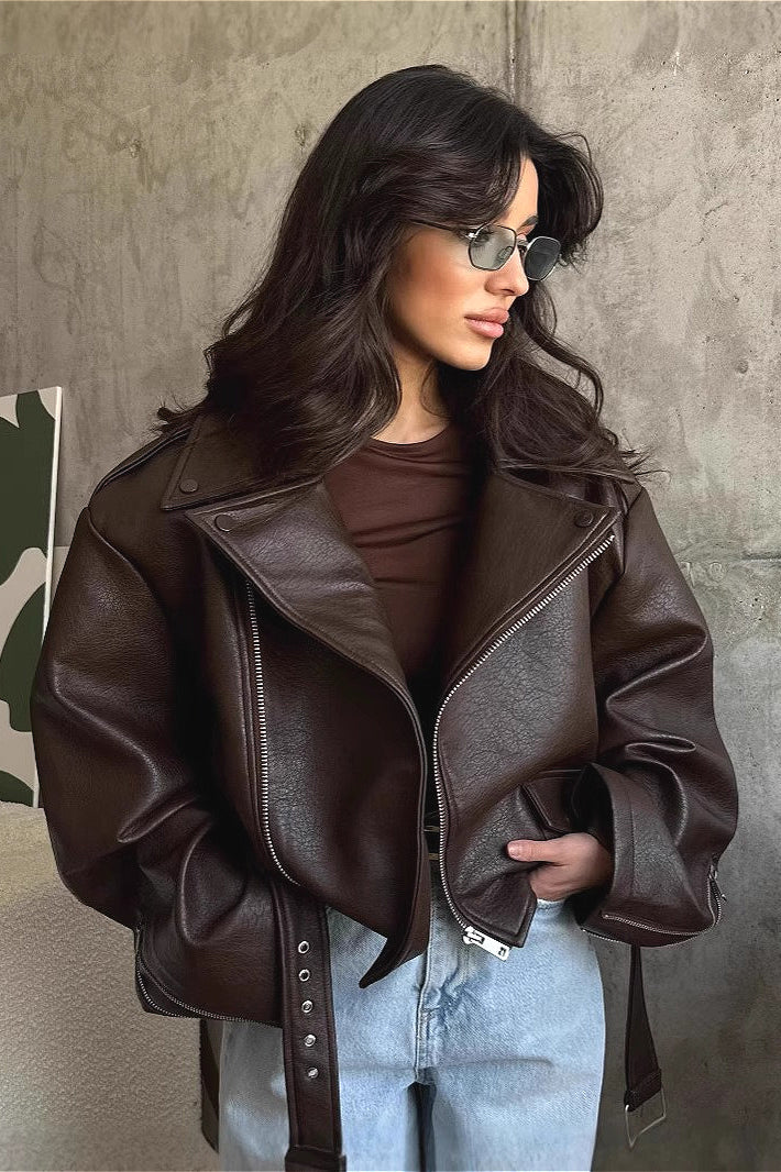 Vintage Cropped Leather Jacket image 1