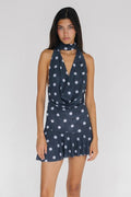 Polka Dot Halter Backless Mesh Mini Dress image 1