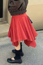 Chic Suede High Waist Asymmetrical Skirt image 6