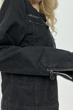 Black Washed Denim Jacket image 6