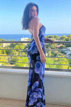 Sheer Printed Halter Neck Strappy Maxi Dress image 3