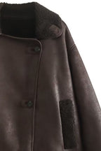 Faux Shearling Lined Loose Jacket image 5