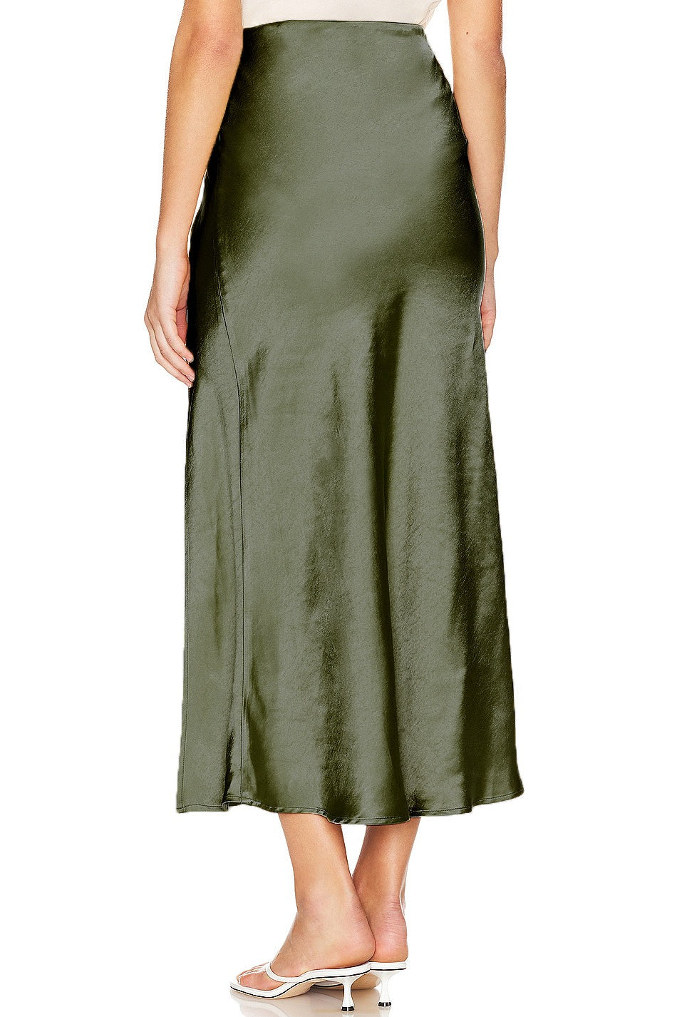 Elegant Satin Slit Bodycon Maxi Skirt image 11