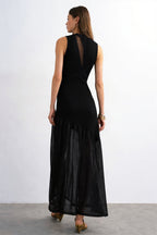 Ribbed Knit Mesh Splice Maxi Dress image 8