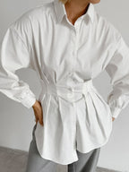 French Chic Long Sleeve Waist-Tied Blouse image 6