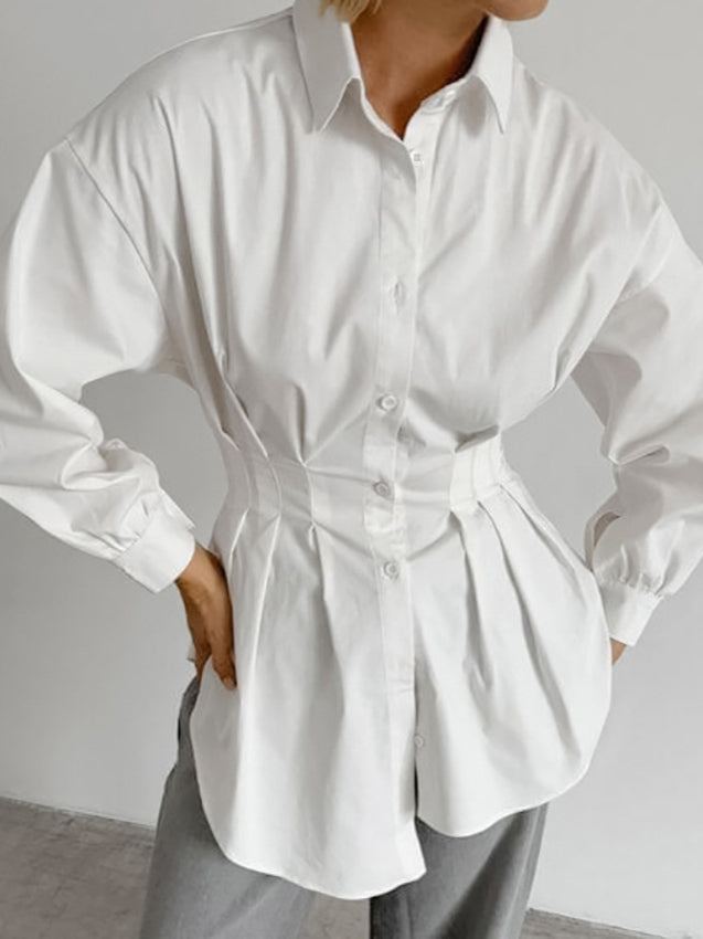 French Chic Long Sleeve Waist-Tied Blouse image 6