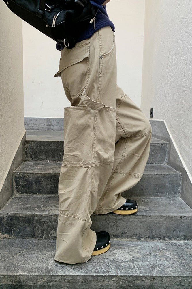 Deconstructed Paneled Cargo Straight Leg Jeans image 1