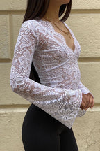 Vintage Sheer Lace Long Sleeve Blouse image 2
