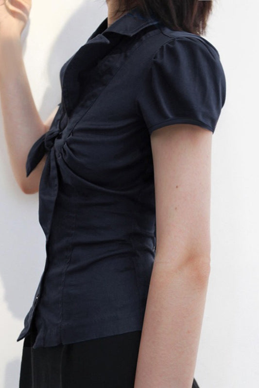 Commuter Preppy Bow Tie Button Down Blouse image 4