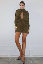 Elegant Solid Ruched Hollow Out Slim Fit Sexy Mini Dress image 4