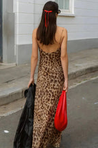 Silky Leopard Swing Ruffle Club Maxi Dress image 5
