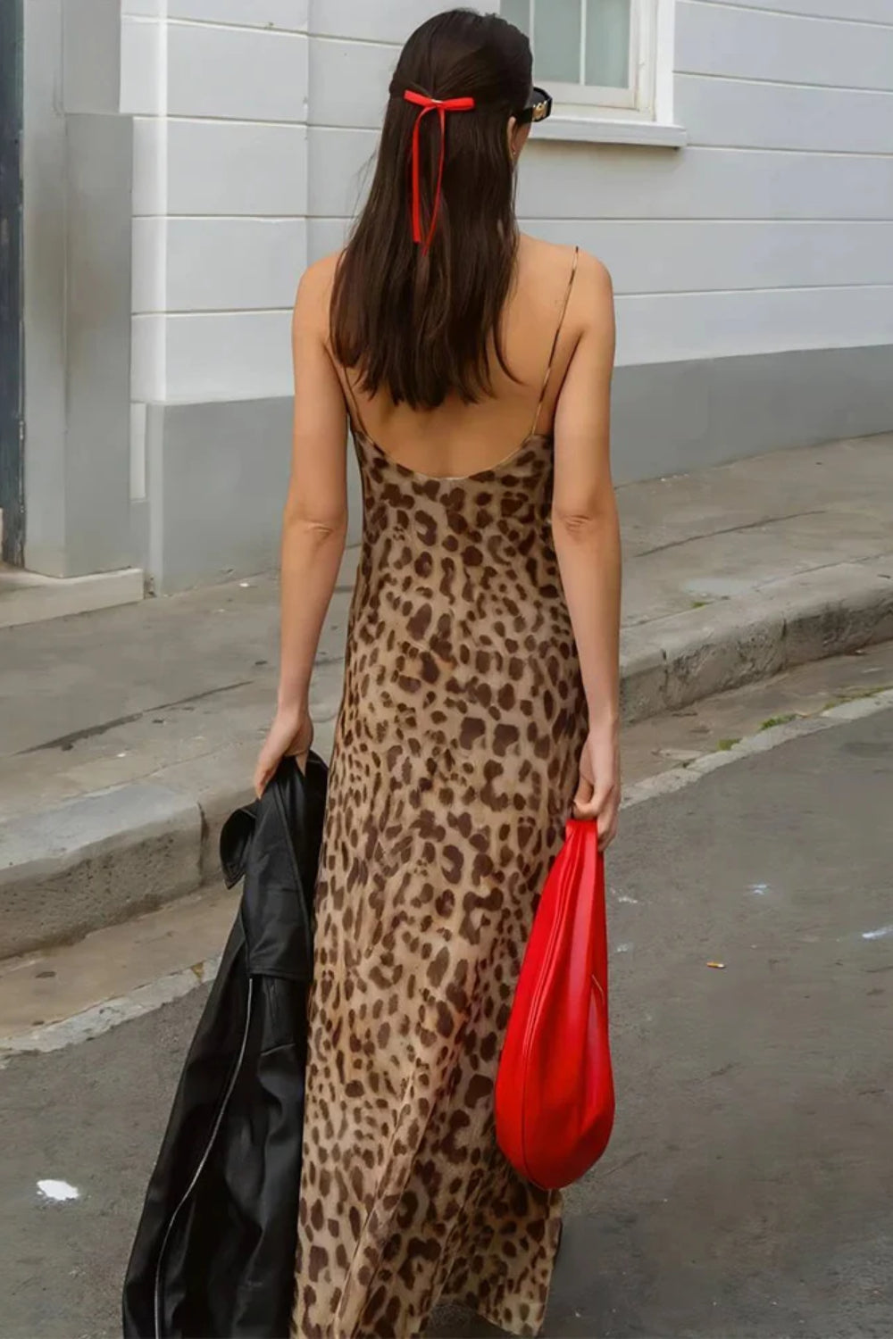 Silky Leopard Swing Ruffle Club Maxi Dress image 5