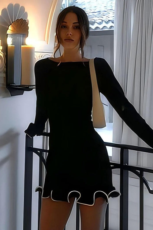 Elegant Round Neck Ruffle Cocktail Dress image 14