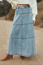 Layered Denim A-Line Skirt image 1