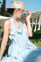 Halter Elegant Slim 3D Floral Maxi Dress image 12