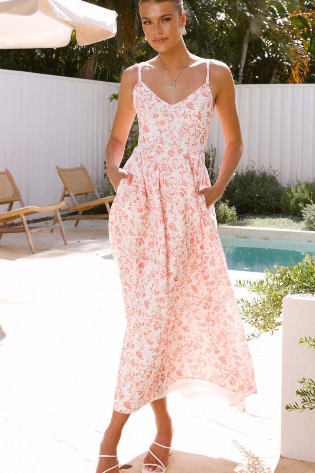 Backless Spaghetti Strap Floral Dress image 1