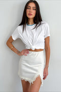Lace Panel High-Waisted Split Skirt image 2