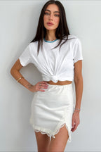 Lace Panel High-Waisted Split Skirt image 2