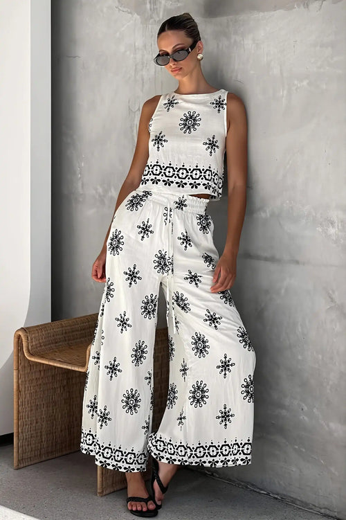 Boho Linen Tank Casual Two Piece Set image 2