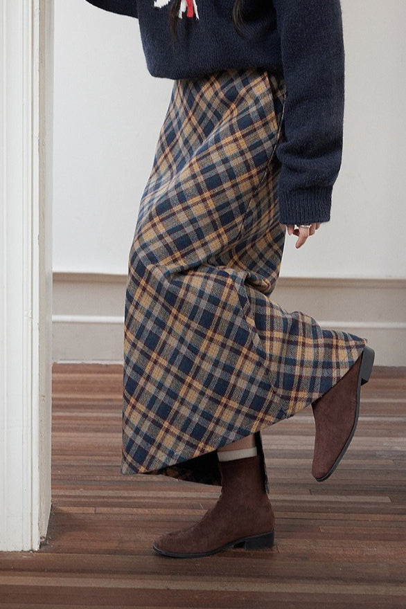 Vintage High-Waist Plaid Pencil Skirt image 2