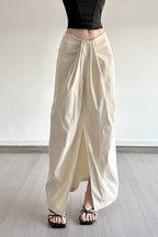 Knotted Waist Solid High-Slit Bodycon Skirt image 2