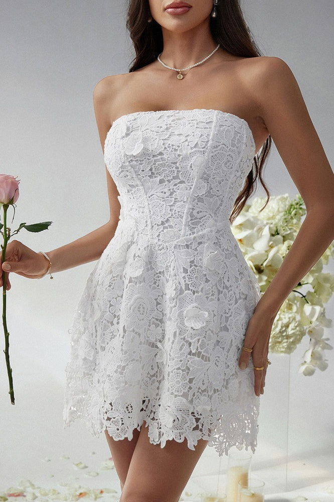 Solid Bustier Embroidered Cocktail Dress image 3