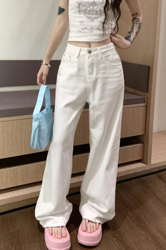 Embroidered Pink Bow Wide Leg Jeans image 3