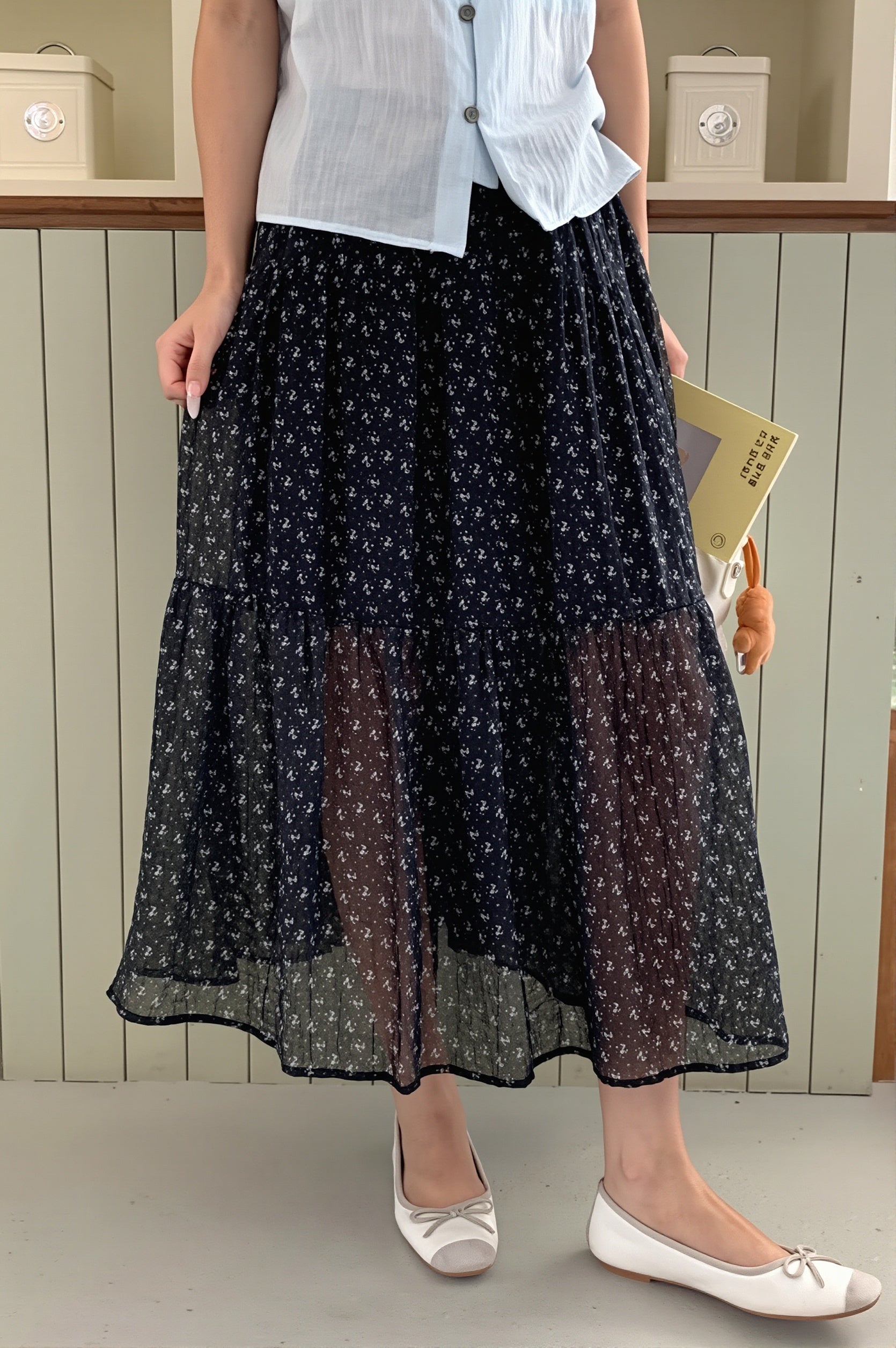 Sexy Floral Drawstring Waist Flowy Skirt image 1